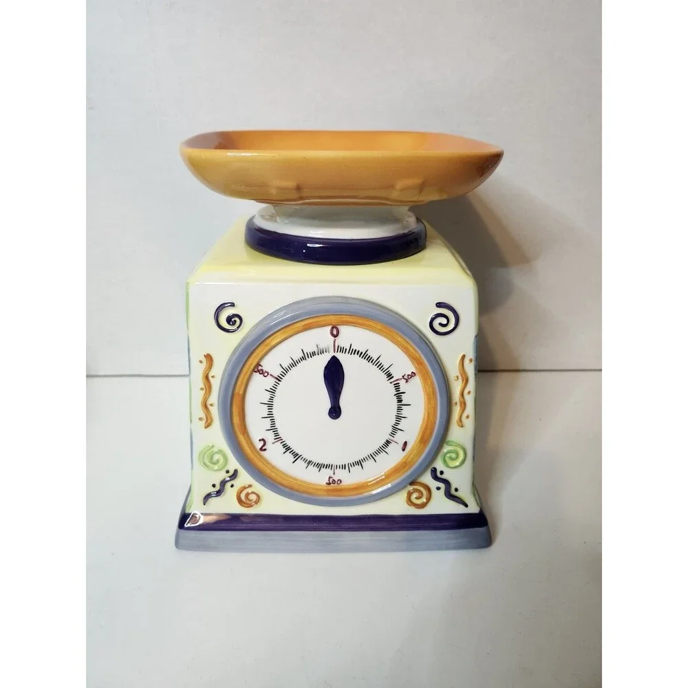 Vintage Bico produce scale cookie, candy, treat jar made in China 9.5